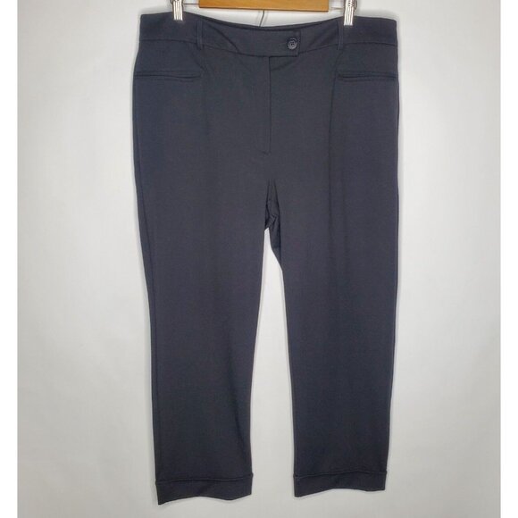Betabrand Womens Easy Crop Trouser Pants Size XXL Black Cuffed Stretch Career